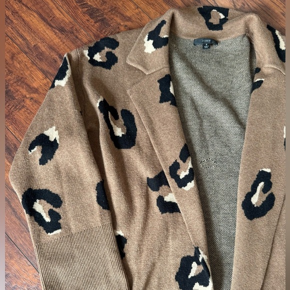 J. Crew Ella open-front long sweater-blazer in cheetah | Size Small - Picture 4 of 6